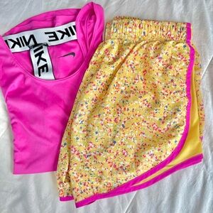 Nike Yellow and Pink Speckled Shorts